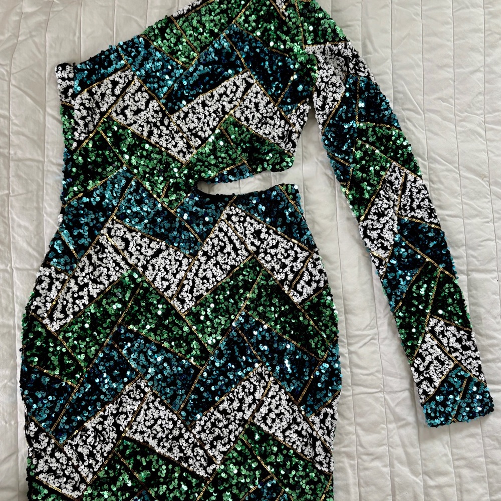 Sequin One-Shoulder Dress